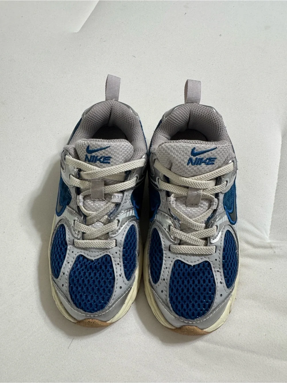 Nike V5 RNR Kids Navy Blue and Gray Mesh Athletic Sneakers